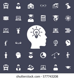 head icon with bulb. Education icons universal set for web and mobile