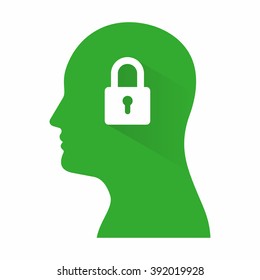 Head icon with a closed lock pad