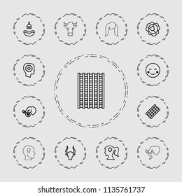Head icon. collection of 13 head outline icons such as cabbage, bull, elephant, shower, hair curler, woman face with flower in hair. editable head icons for web and mobile.