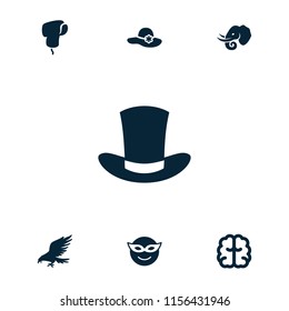 Head icon. collection of 7 head filled icons such as eagle, elephant, woman hat, brain, emoji in mask, winter hat. editable head icons for web and mobile.