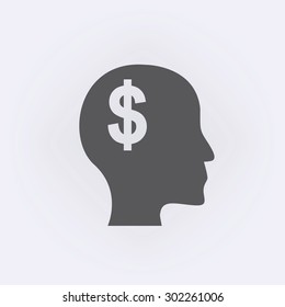 Head icon with dollar symbol