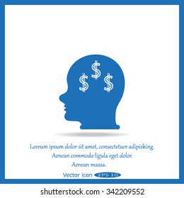 Head icon with dollar symbol