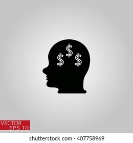 Head icon with dollar symbol