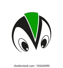 Head icon with eyes, extraterrestrial alien face. Flat design, vector.