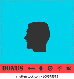 Head icon flat. Simple vector symbol and bonus icon