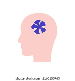 head icon, flower concept on head, vector illustration