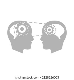 head icon with gears on a white background, concept of thought and reflection process, vector illustration