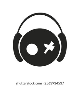 head icon with headphones without background