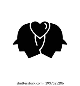 Head icon with heart. the icon can be used for application icon, web icon, infographic. Editable stroke. Design template vector