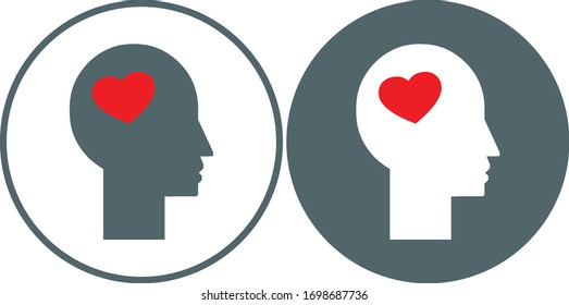 Icono de cabeza con corazón. Ilustración del vector