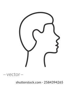 head icon, human face profile, silhouette simple symbol, thin line vector illustration