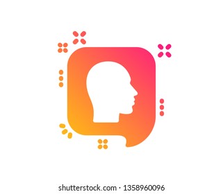 Head icon. Human profile speech bubble sign. Facial identification symbol. Classic flat style. Gradient head icon. Vector