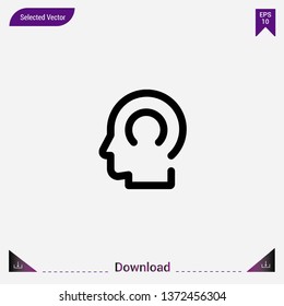 Head icon isolated on grey background.Premium symbol for website design, mobile application, logo, ui.Modern, simple, isolated, flat best quality icon for web site designs or mobile apps.