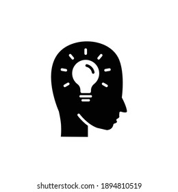 Head icon with light bulb. Concept of new idea. Idea generation process. simple design editable. Design template vector