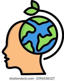 Head Icon Lineal Color Vector Illustration