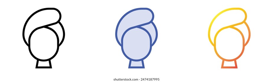 Kopf-Symbol. Lineares, blaues Füllungs- und Verlaufsstil-Design auf weißem Hintergrund