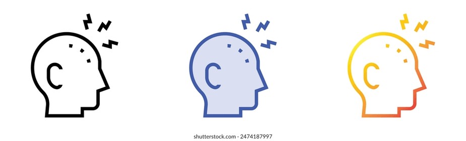 head icon. Linear, Blue Fill and Gradient Style Design Isolated On White Background