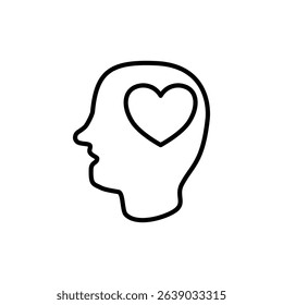 head icon with love sign, vector illustration, symbol, design logo template picture, for ui or ux isolated on white for mobile app, editable