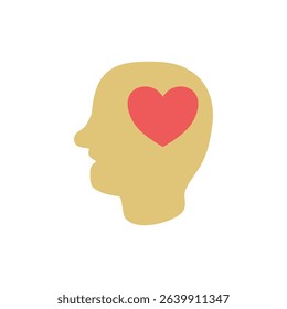 head icon with love sign, vector illustration, symbol, design logo template picture, for ui or ux isolated on white for mobile app, editable