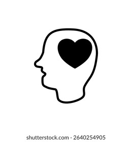 head icon with love sign, vector illustration, symbol, design logo template picture, for ui or ux isolated on white for mobile app, editable
