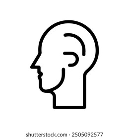 Head icon or modern line symbol. Vector line art and icon design with bold outline. Black and white Pixel Perfect minimalistic symbol isolated white background. Silhouette simple thin sign