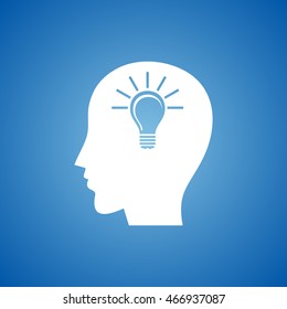 Head Icon on blue color. 