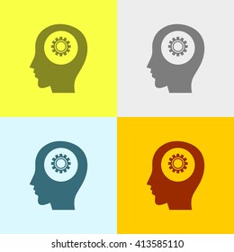 Head Icon on Four Different Backgrounds. Eps-10.