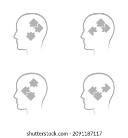 head icon and puzzle ideas on a white background, vector illustration