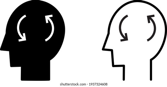 Head icon with a recycle sign , vector
