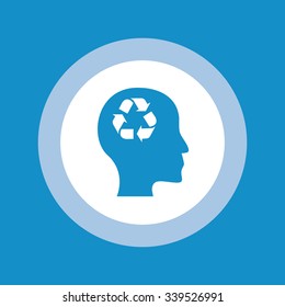 Head icon with recycle symbol . Vector illustration