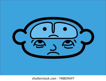 A head icon representing a brain with depression. Vector illustration