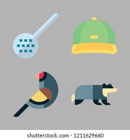 head icon set. vector set about badger, cap, skimmer and bird icons set.