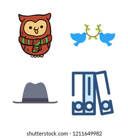 head icon set. vector set about hat, blinder, pigeons and owl icons set.