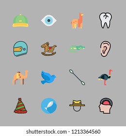 head icon set. vector set about hat, ostrich, fishes and broken tooth icons set.