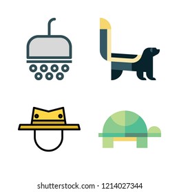 head icon set. vector set about turtle, skunk, shower and hat icons set.