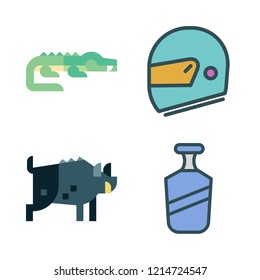 head icon set. vector set about boar, helmet, shampoo and crocodile icons set.