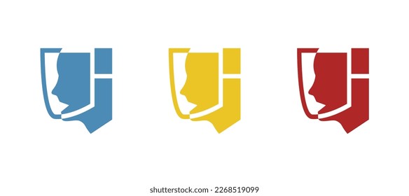 head icon, head shield, mask, vector illustration