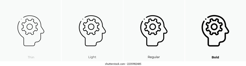 head icon. Thin, Light Regular And Bold style design isolated on white background