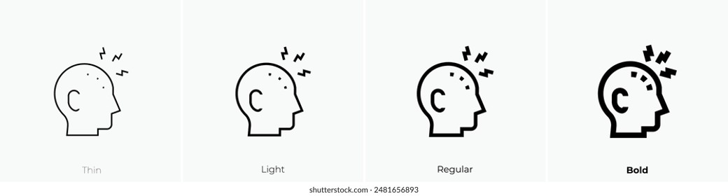 head icon. Thin, Light Regular And Bold style design isolated on white background