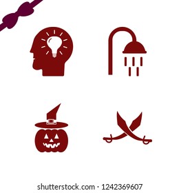 head icon. head vector icons set pumpkin witch hat, shower, bulb head and sabers