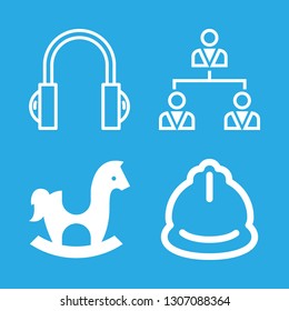 head icons set with hierarchical structure, headphones and helmet vector set