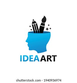 Head idea art logo template design