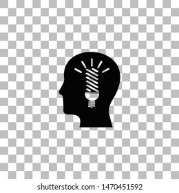 Head idea. Black flat icon on a transparent background. Pictogram for your project