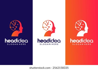 Head idea brain technology modern logo design