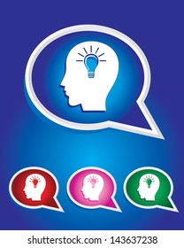 Head with Idea Bulb Icon on The Speech Bubble