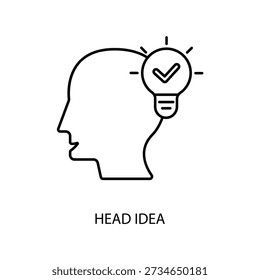 head idea concept line icon. Simple element illustration. head idea concept outline symbol design.