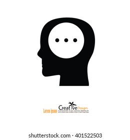 Head with idea. Conceptual image.thought process.vector  illustration