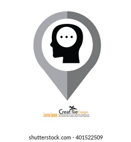 Head with idea. Conceptual image.thought process.vector  illustration