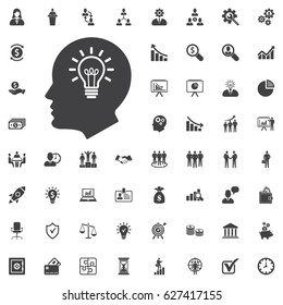 Head idea icon. bulb concept vector illustration. Business set of icons