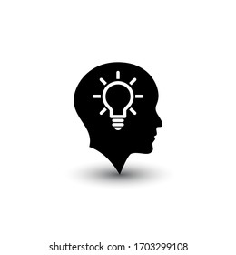 Head Idea Icon Isolated On White Background. Bulb Concept Vector Illustration. EPS 10.